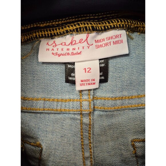 Isabel Maternity By Ingrid & Isabel Midi Short With Crossover Panel Denim Shorts - Picture 5 of 7